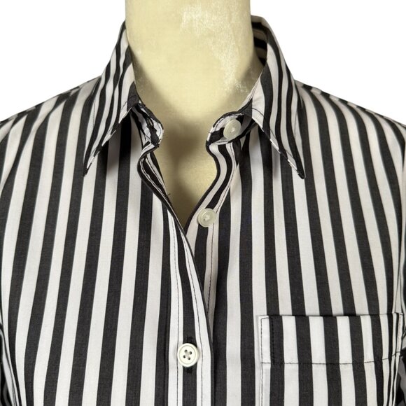 Lands' End black and white striped long sleeve button down boyfriend tunic XS - Picture 5 of 10